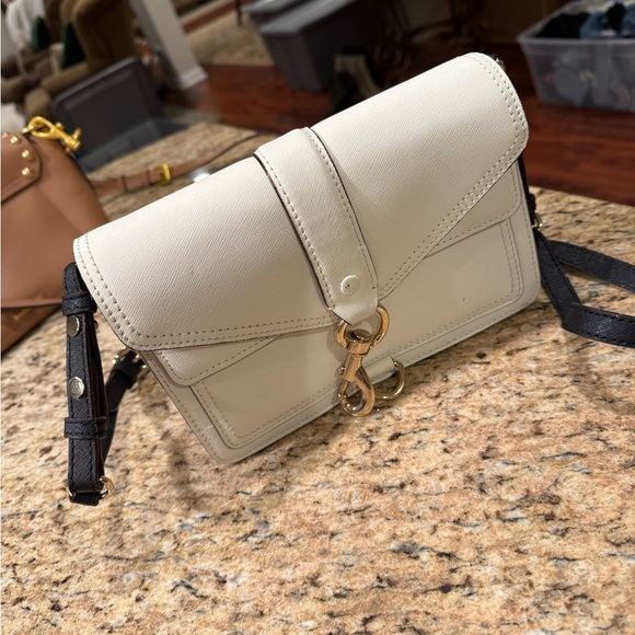 Rebecca Minkoff Hudson Moto Crossbody Bag White White Leather Shoulder Bag - Picture 2 of 5